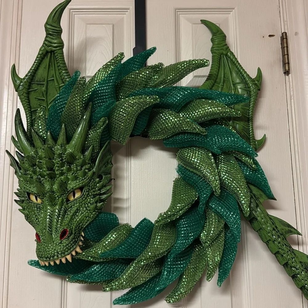 Green dragon wreath- Handmade by seller
